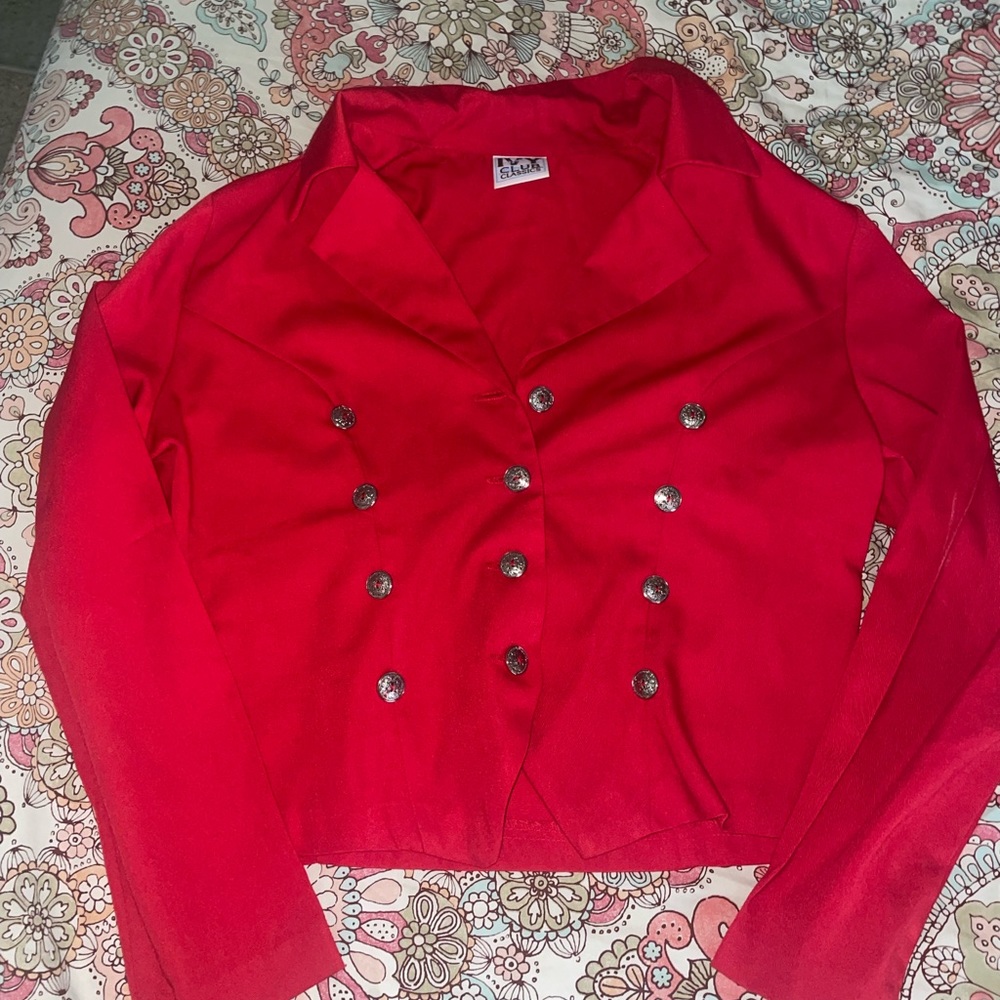 Red Button Up Top